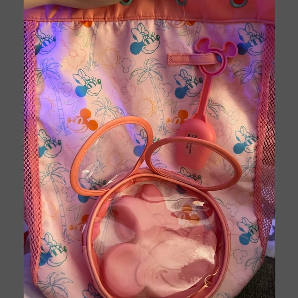 Disney Pink Minnie Mouse Clear Pocket Kids beach bag